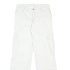 CARHARTT Mens Cotton White Regular Cargo Trousers W28 L31 Workwear Zip Closure