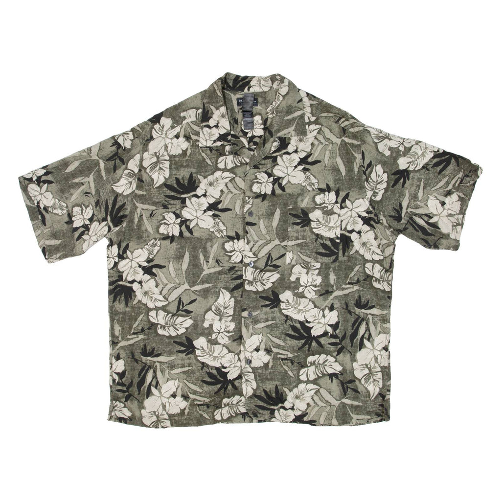 AXCESS MEN Mens Hawaiian Shirt Green Floral XL