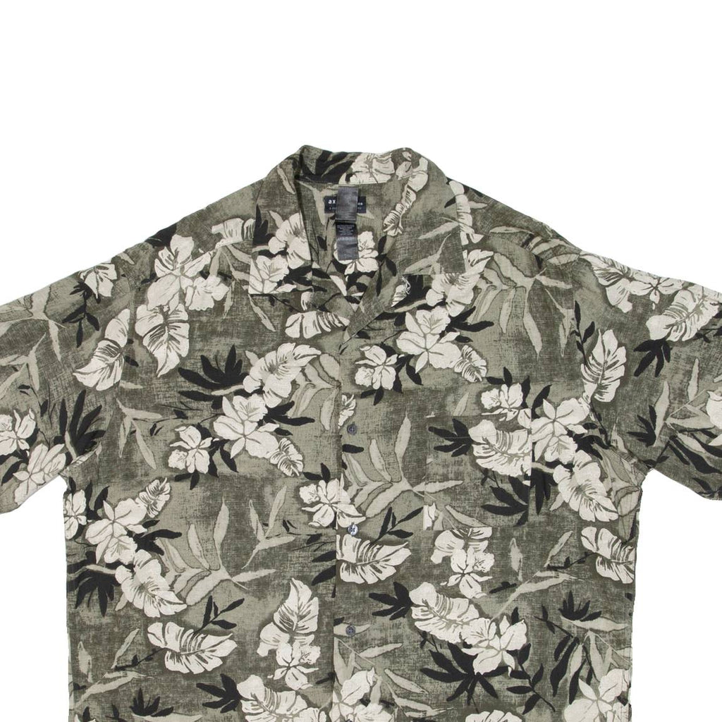 AXCESS MEN Mens Hawaiian Shirt Green Floral XL