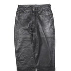 VERO MODA Womens Leather Black Regular Straight Trousers W28 L30 Stylish Zip