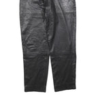 VERO MODA Womens Leather Black Regular Straight Trousers W28 L30 Stylish Zip