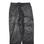 VERO MODA Womens Leather Black Regular Straight Trousers W28 L30 Stylish Zip