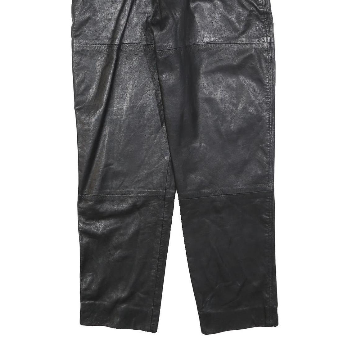 VERO MODA Womens Leather Black Regular Straight Trousers W28 L30 Stylish Zip