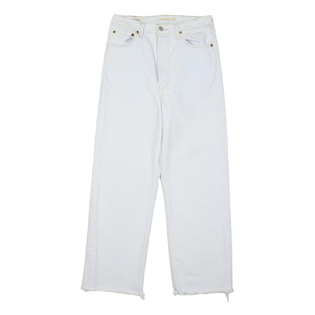 LEVI'S Premium E Womens Jeans White Relaxed Straight Denim Raw W29 L27 Button
