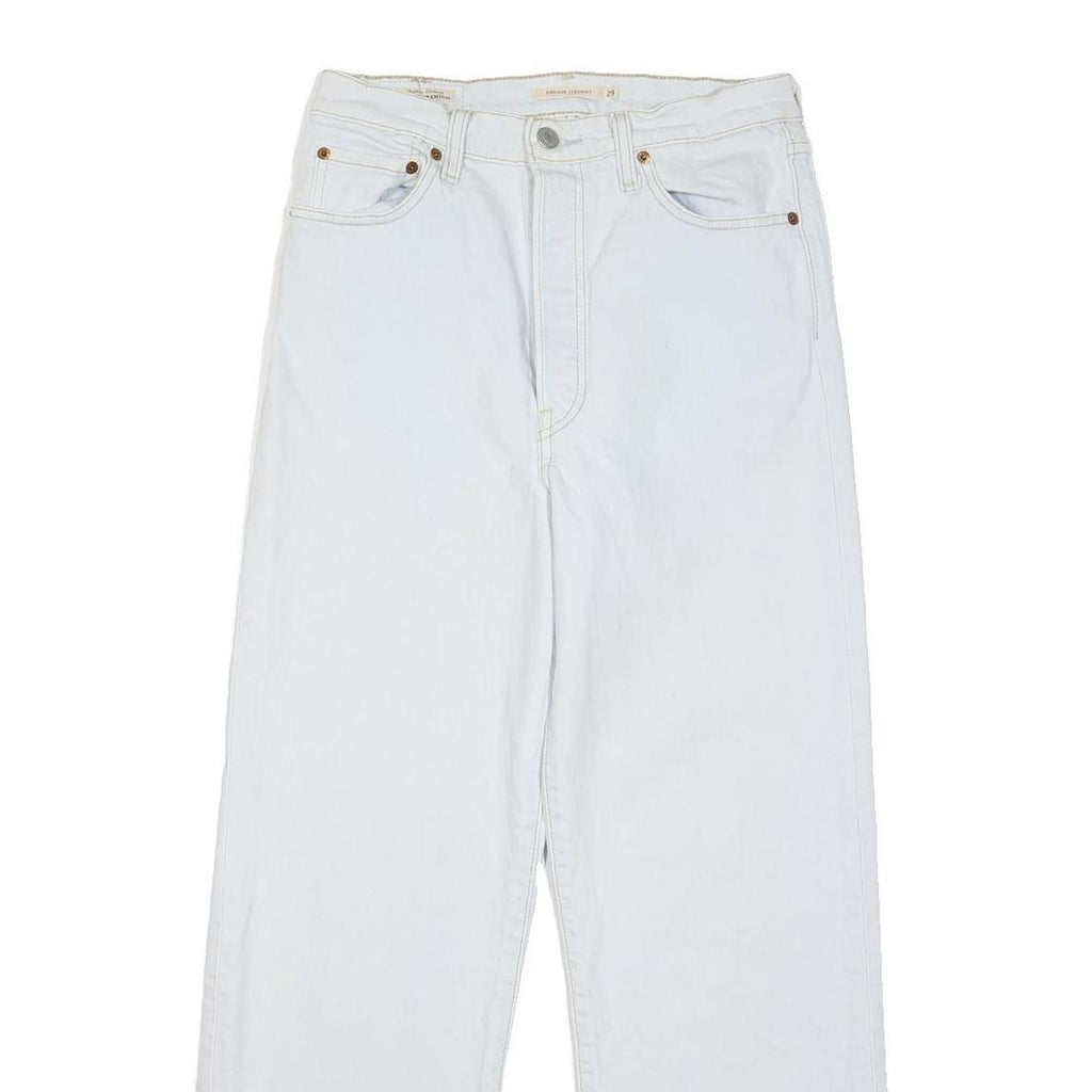 LEVI'S Premium E Womens Jeans White Relaxed Straight Denim Raw W29 L27 Button
