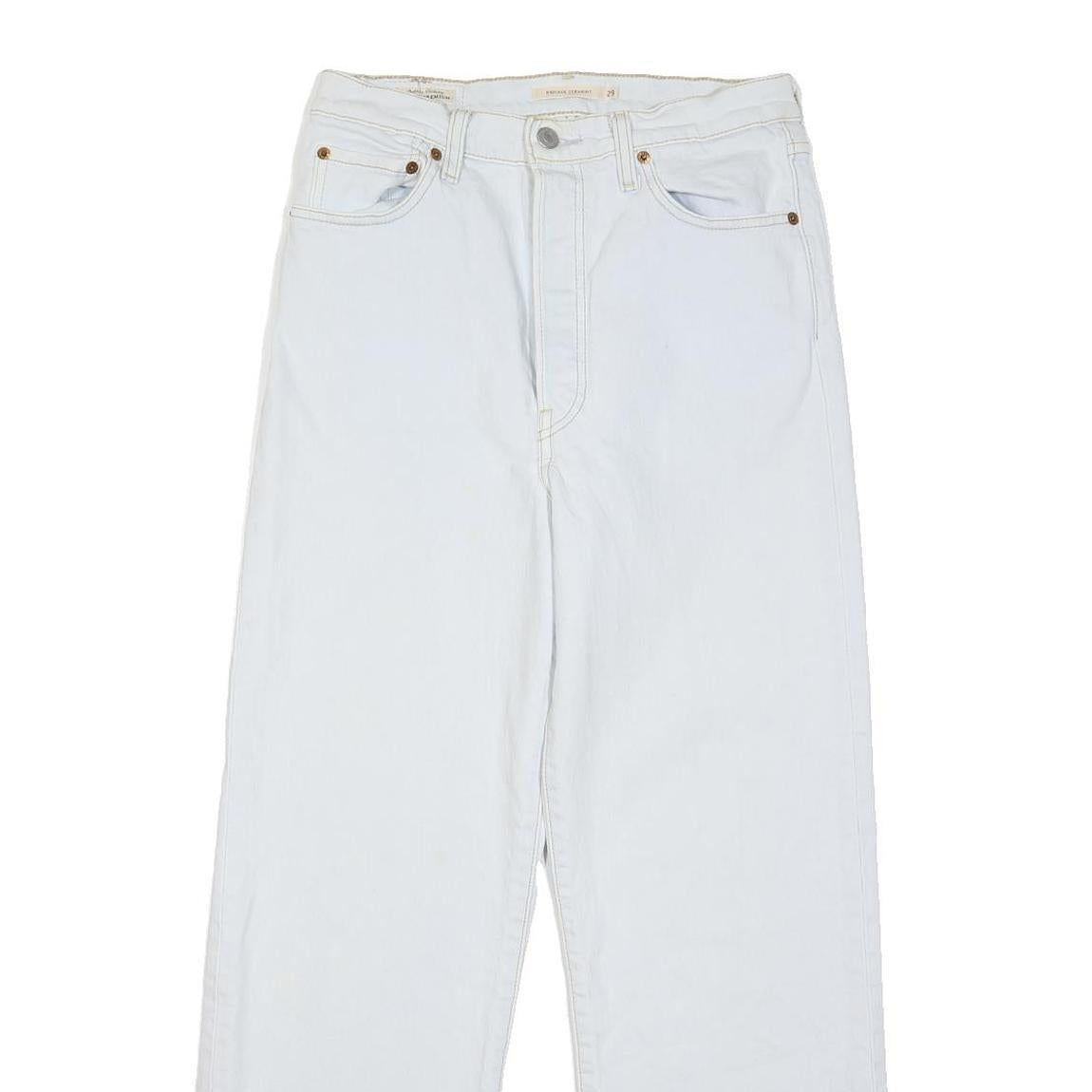 LEVI'S Premium E Womens Jeans White Relaxed Straight Denim Raw W29 L27 Button