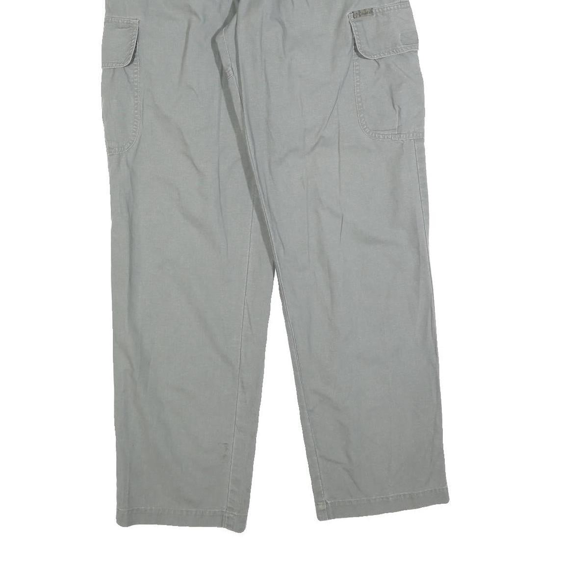 COLUMBIA Mens Cotton Blend Grey Regular Cargo Trousers W26 L32 Zip Closure