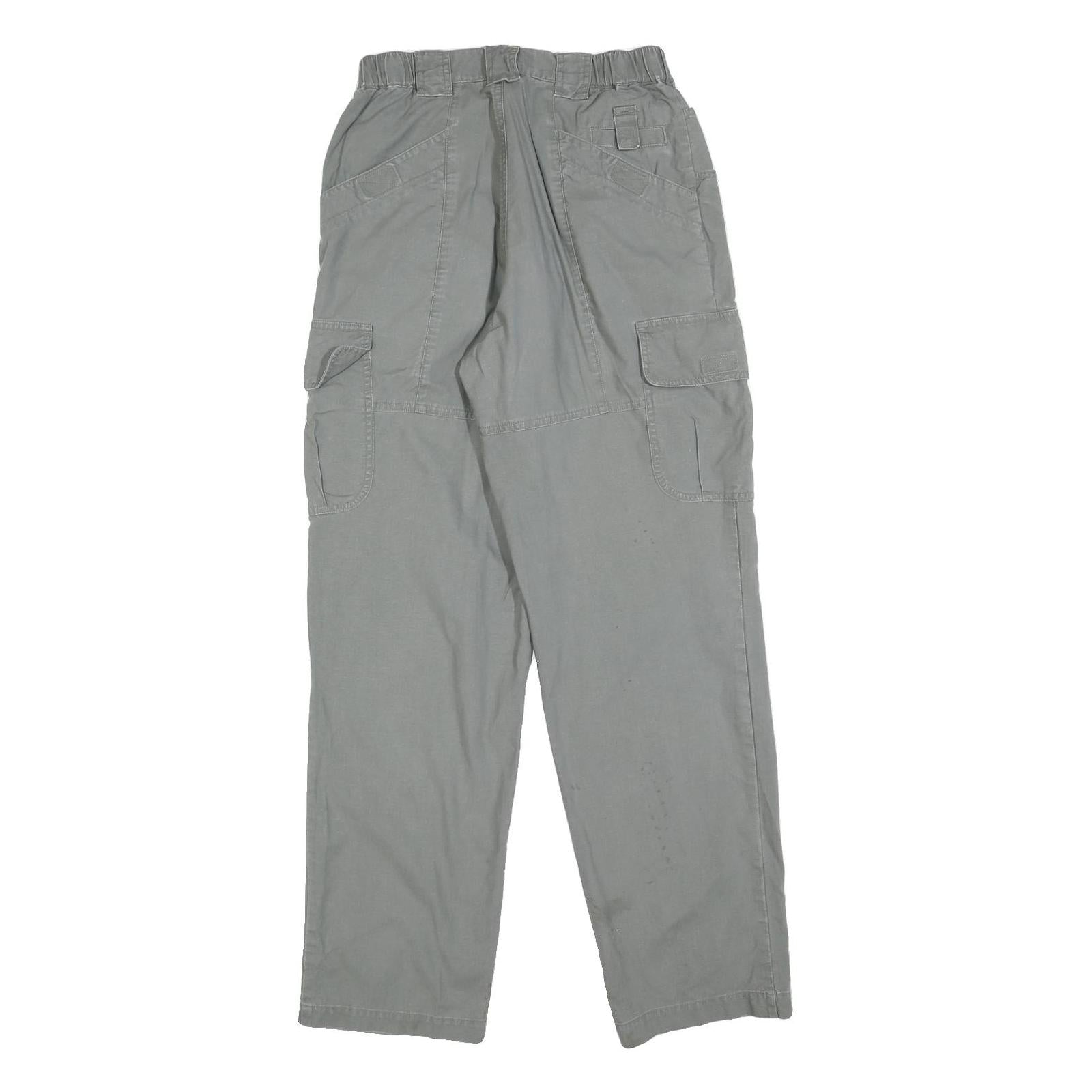 COLUMBIA Mens Cotton Blend Grey Regular Cargo Trousers W26 L32 Zip Closure