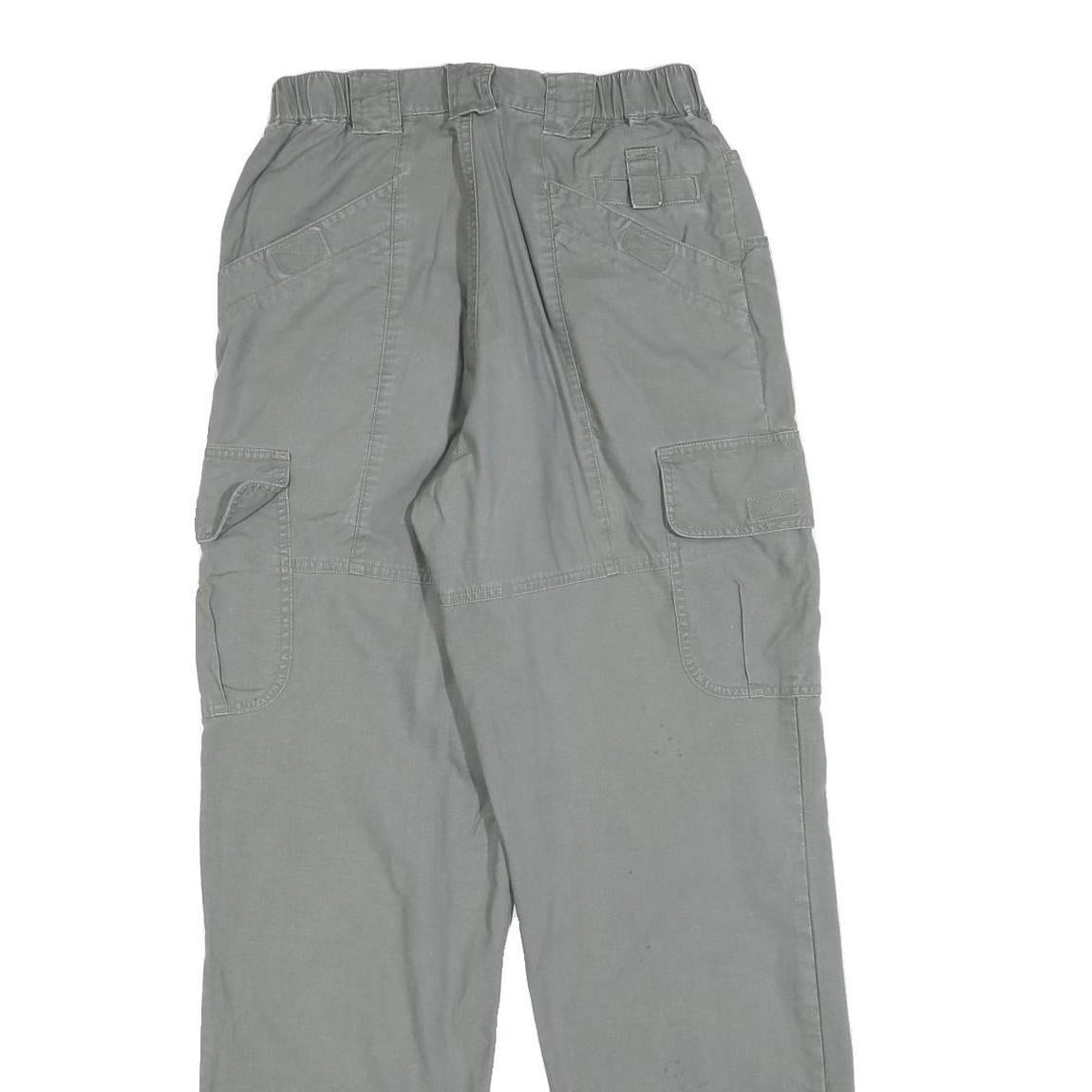 COLUMBIA Mens Cotton Blend Grey Regular Cargo Trousers W26 L32 Zip Closure