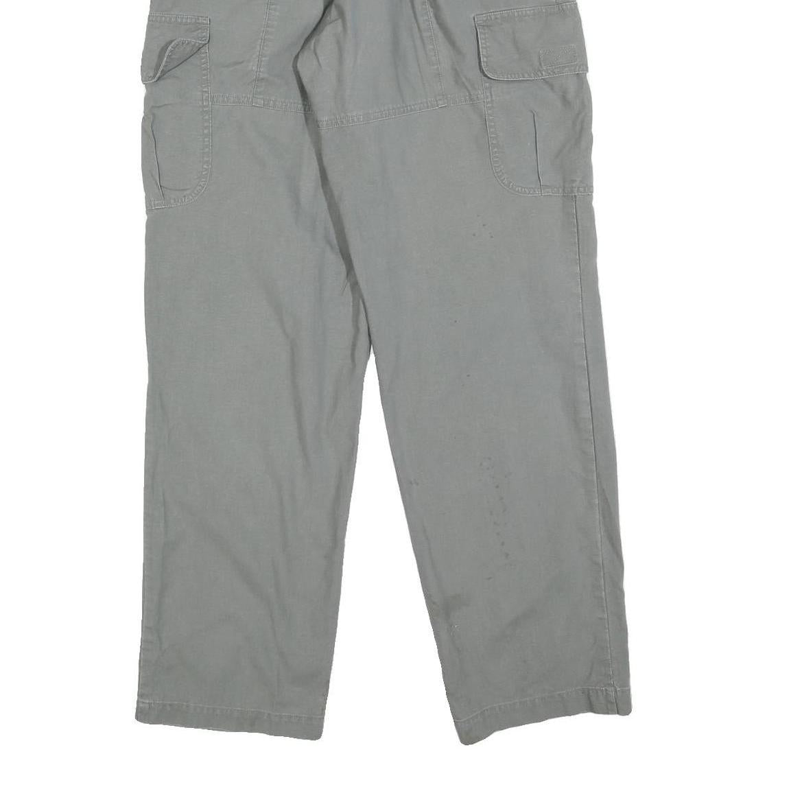 COLUMBIA Mens Cotton Blend Grey Regular Cargo Trousers W26 L32 Zip Closure