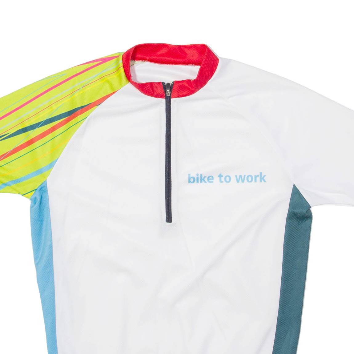 BIKE TO WORK Cycling Mens Jersey White 1/2 Zip S