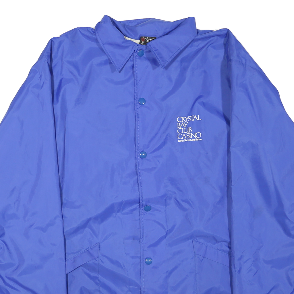 ARTISTO JAC Mens Blue Coach Jacket L Polyester Blend Button Casual Lightweight