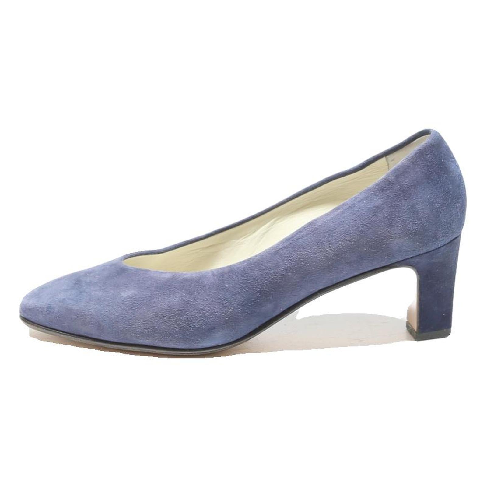 BALLY Womens Classic Synthetic Blue Mid Heel Court Shoes UK 3 Elegant Style