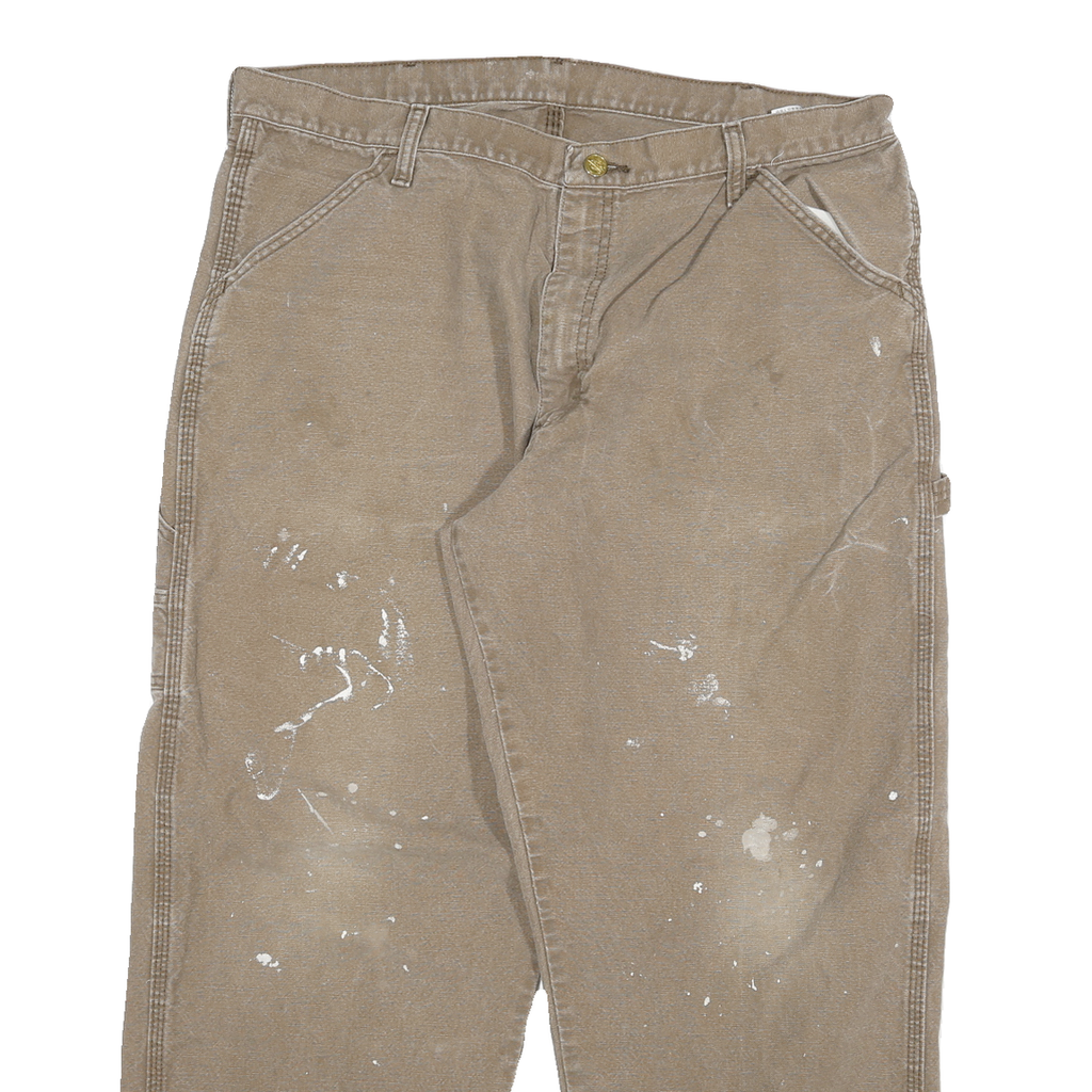 DICKIES Mens Jeans Beige Relaxed Straight Denim Medium W38 L30 Workwear Zip