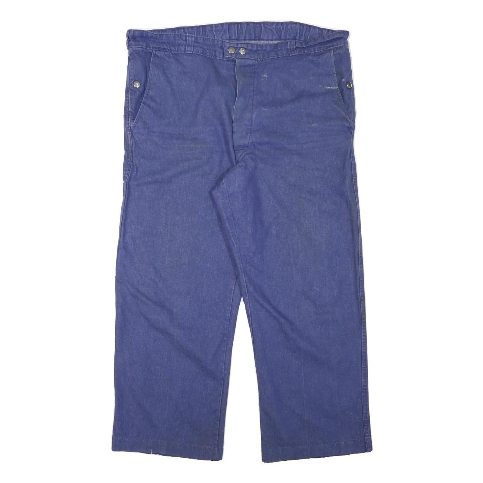 SIRNA Mens Cotton Blend Navy Relaxed Straight Trousers W38 L26 Casual Comfort