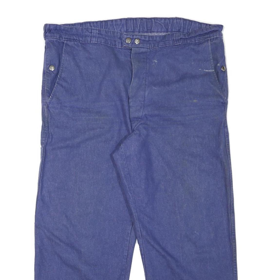 SIRNA Mens Cotton Blend Navy Relaxed Straight Trousers W38 L26 Casual Comfort