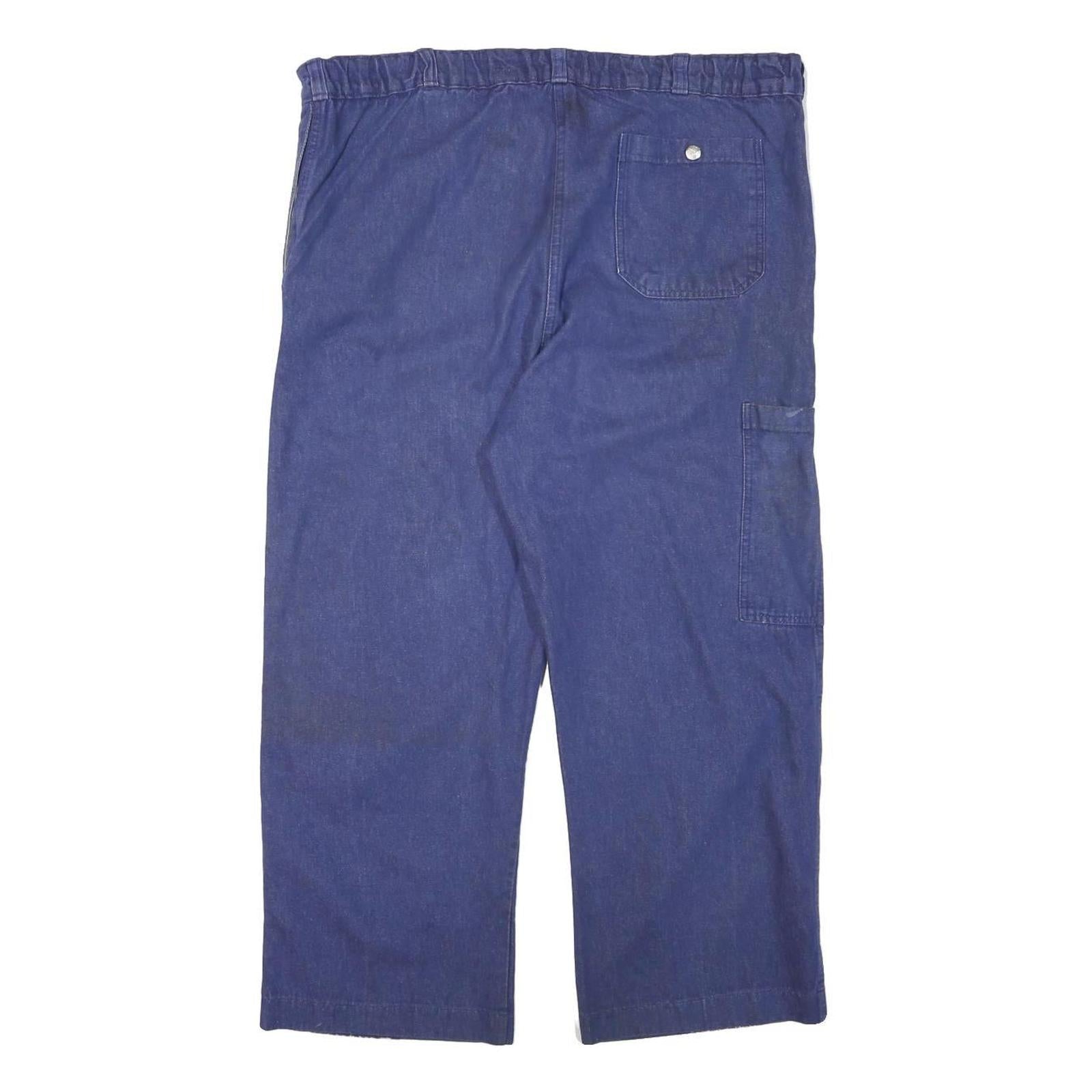 SIRNA Mens Cotton Blend Navy Relaxed Straight Trousers W38 L26 Casual Comfort