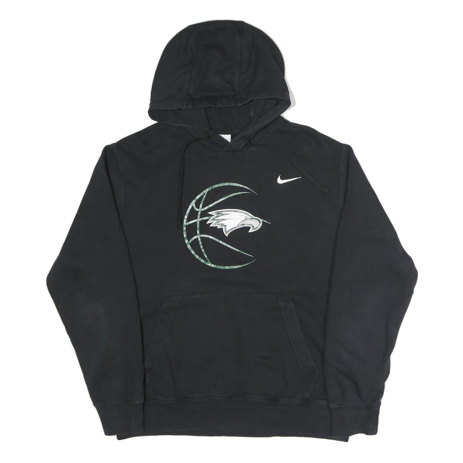 NIKE Mens Black Basketball Logo Pullover Hoodie L Cotton Blend Casual Sportswear