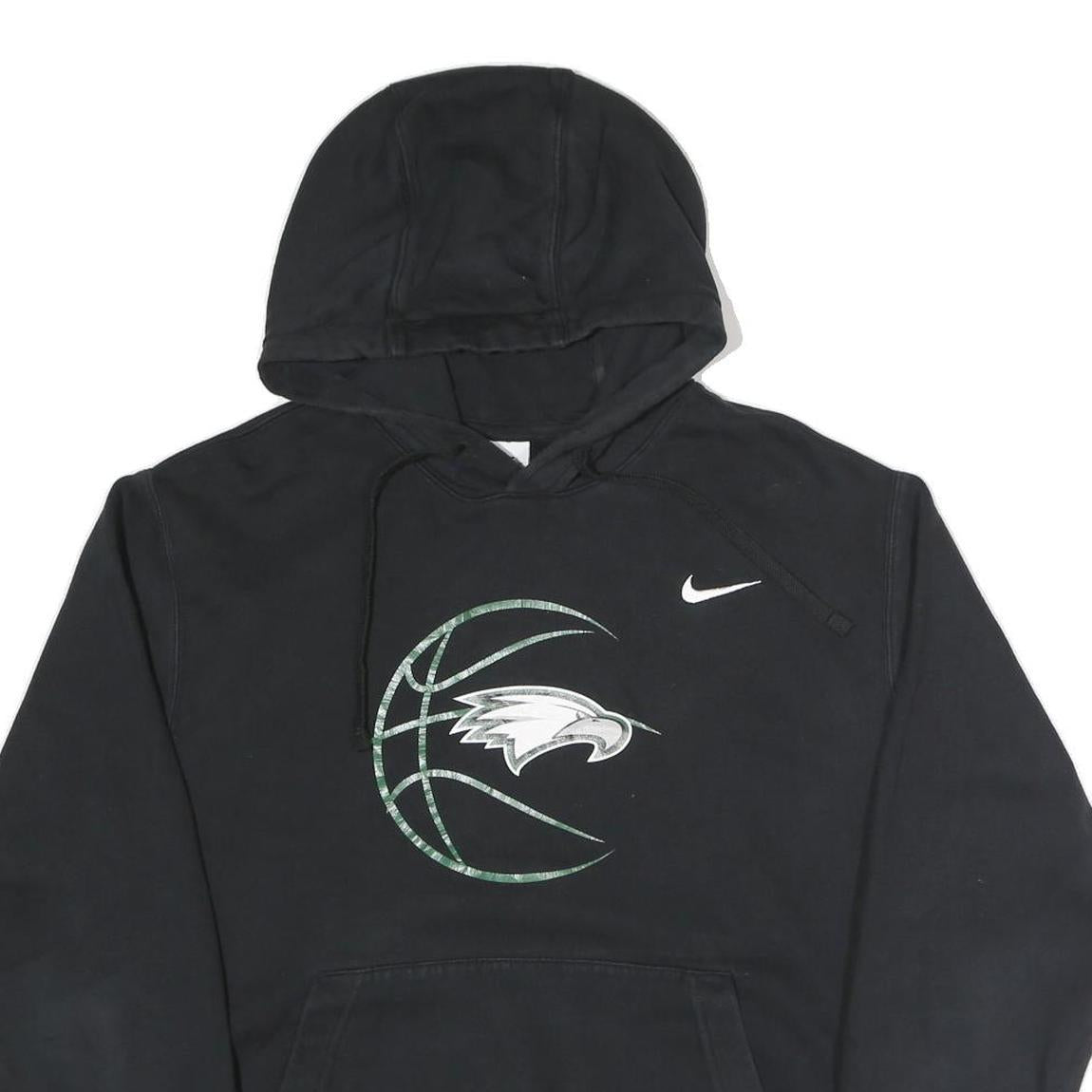 NIKE Mens Black Basketball Logo Pullover Hoodie L Cotton Blend Casual Sportswear