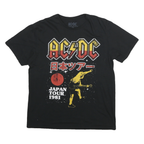 AC DC Mens Black Japan Tour Graphic T-Shirt M Short Sleeve Crew Neck Vintage