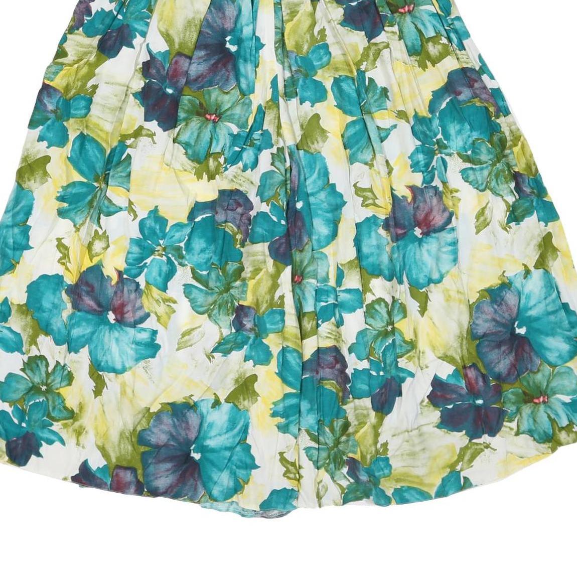 BRIGITTE BOTH Womens Polyester Blend Blue & Green Floral Loose Wide-Leg Trousers