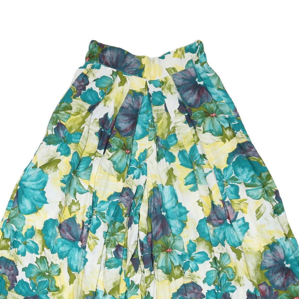 BRIGITTE BOTH Womens Polyester Blend Blue & Green Floral Loose Wide-Leg Trousers