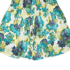 BRIGITTE BOTH Womens Polyester Blend Blue & Green Floral Loose Wide-Leg Trousers