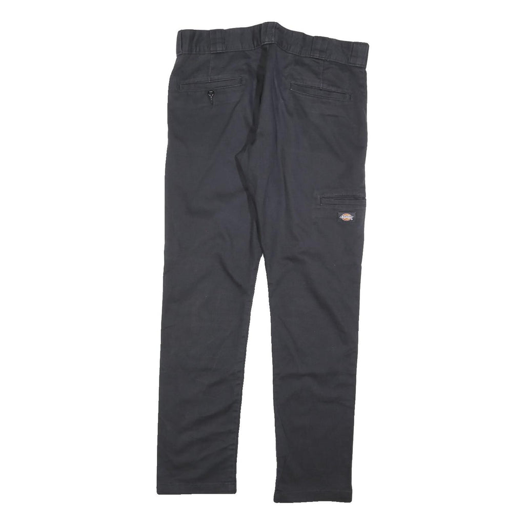 DICKIES Mens Cotton Blend Black Regular Straight Trousers W32 L32 Workwear Zip