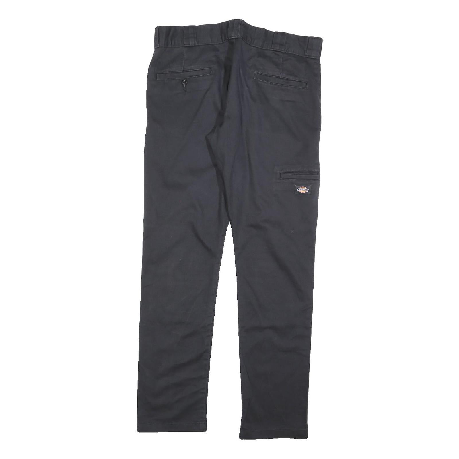 DICKIES Mens Cotton Blend Black Regular Straight Trousers W32 L32 Workwear Zip