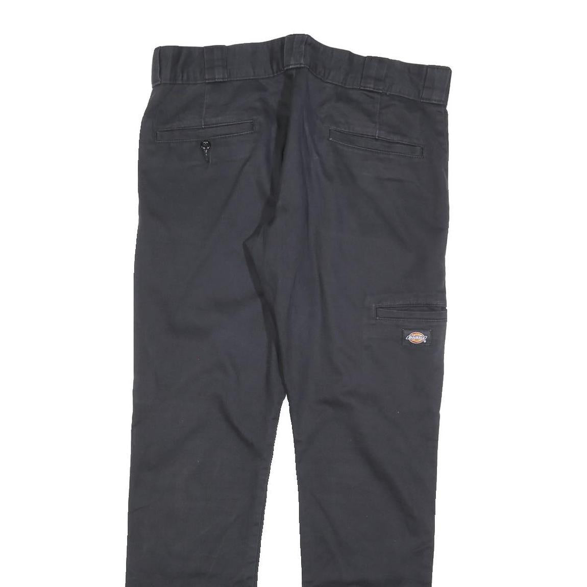 DICKIES Mens Cotton Blend Black Regular Straight Trousers W32 L32 Workwear Zip