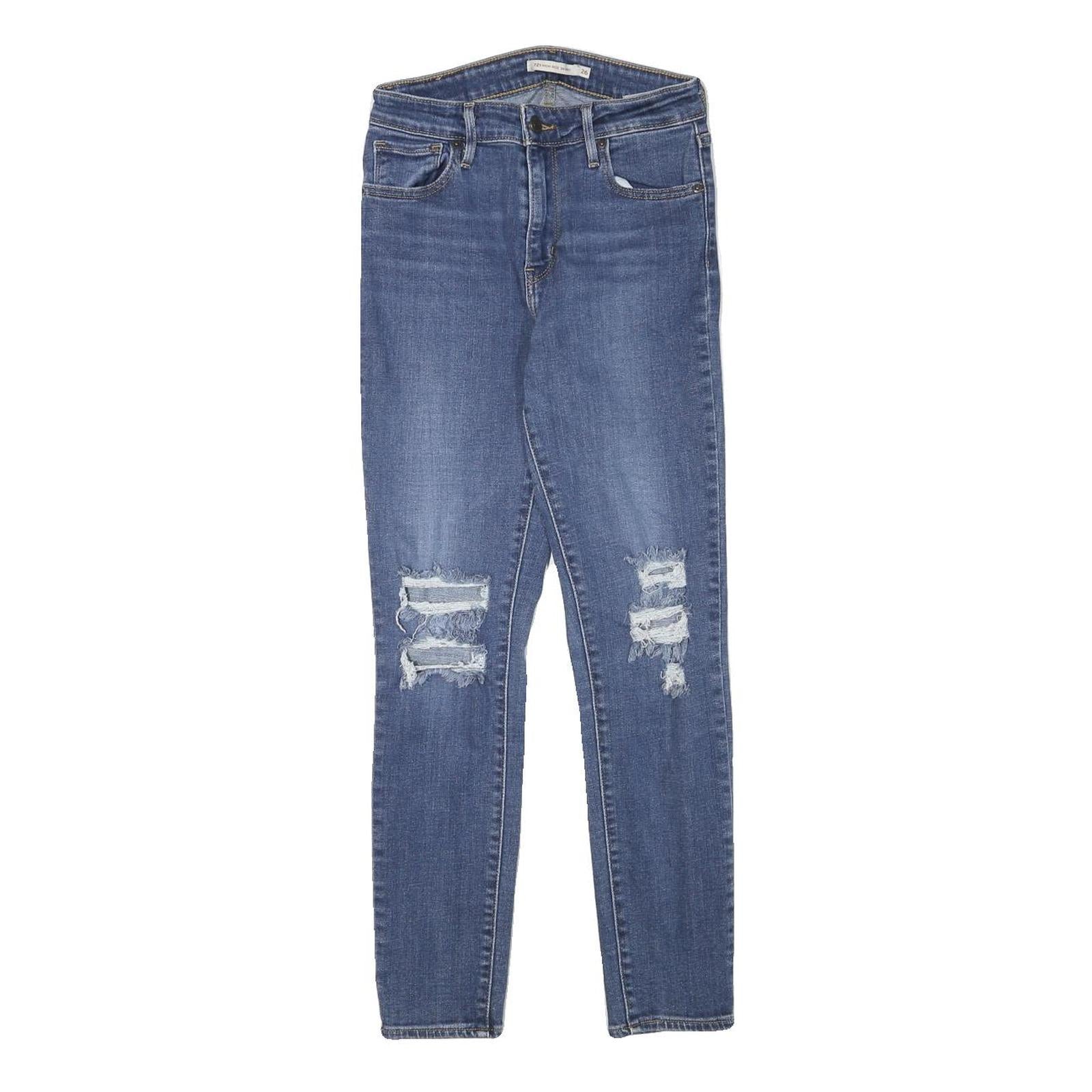 LEVI'S Womens Blue Slim Skinny Denim Medium W24 L26 Ripped Casual Jeans