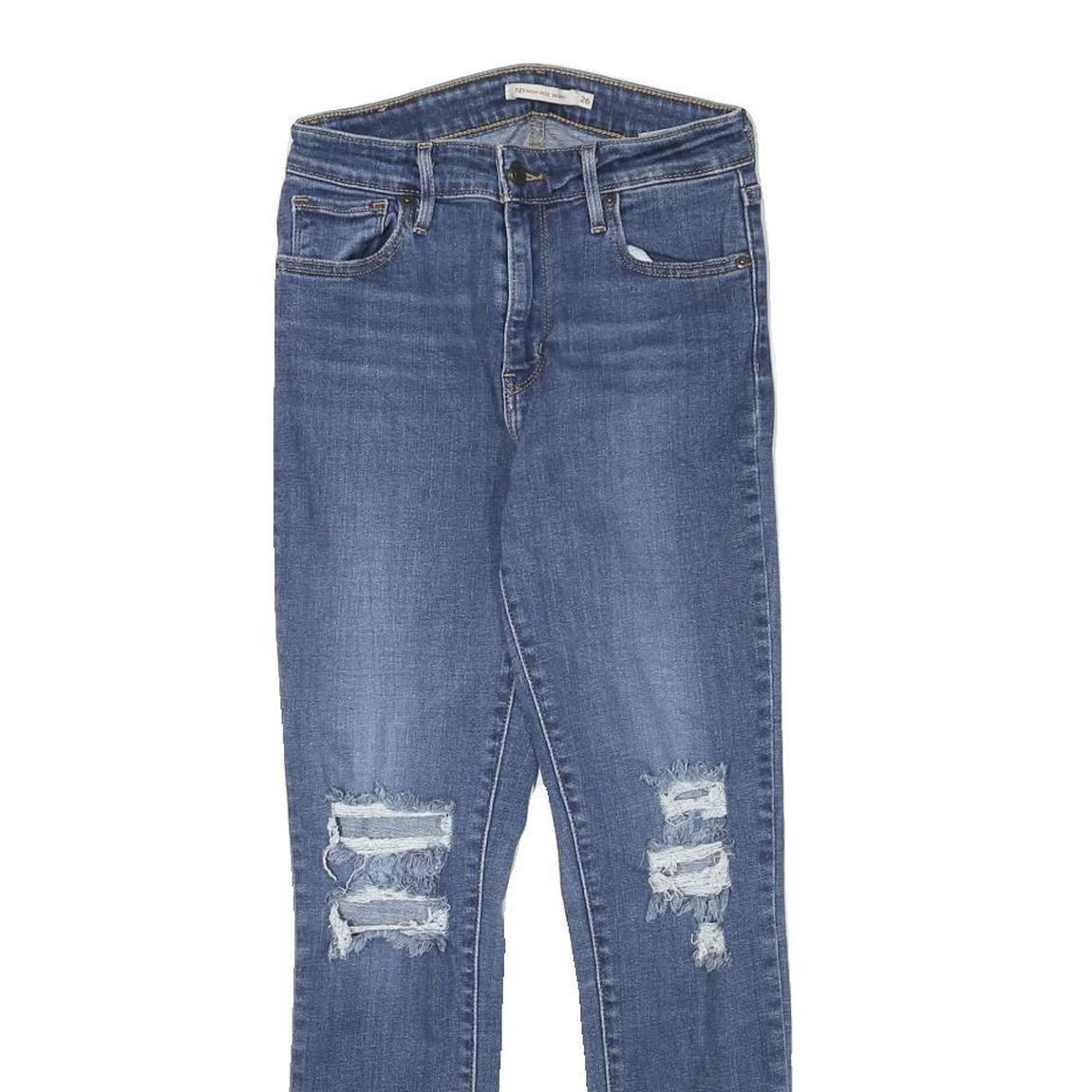 LEVI'S Womens Blue Slim Skinny Denim Medium W24 L26 Ripped Casual Jeans