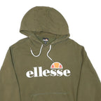 ELLESSE Womens Green Cotton Blend Pullover Hoodie UK 14 Logo Sweatshirt