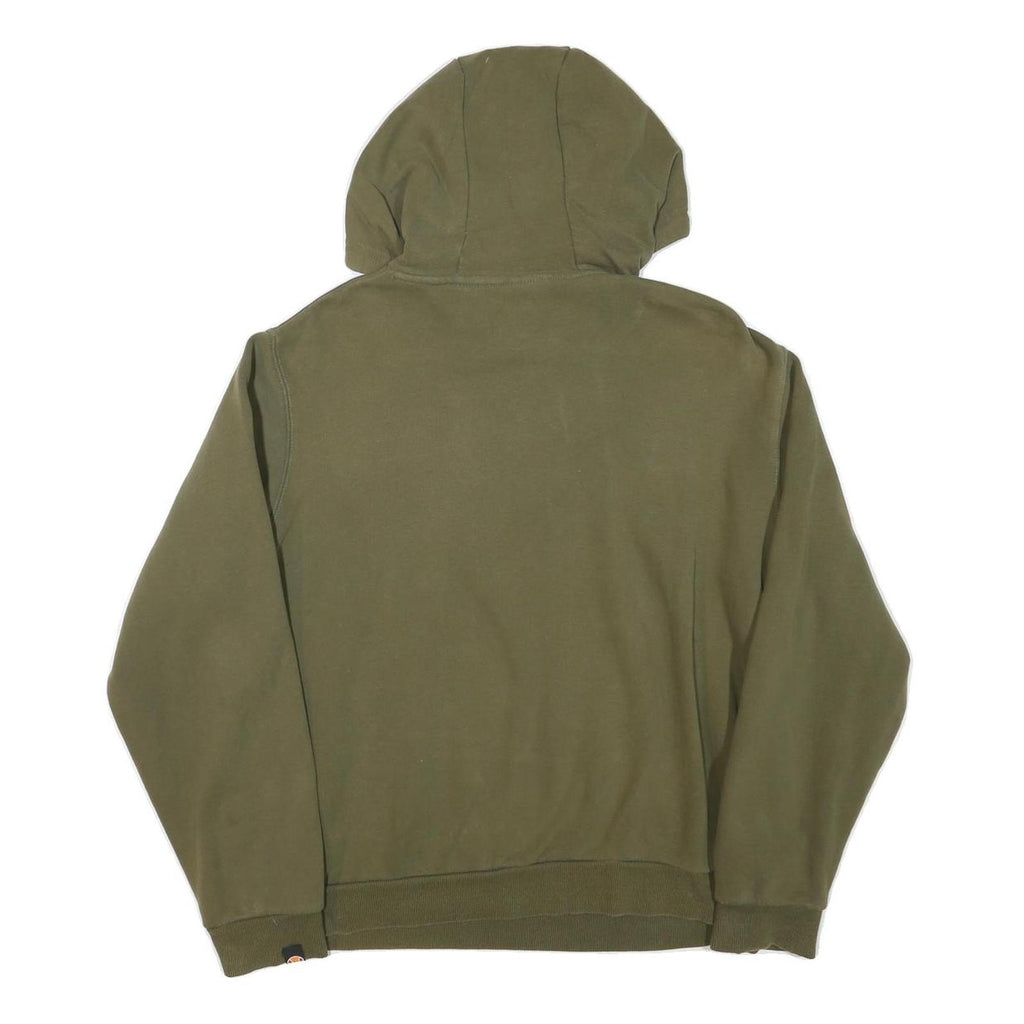 ELLESSE Womens Green Cotton Blend Pullover Hoodie UK 14 Logo Sweatshirt