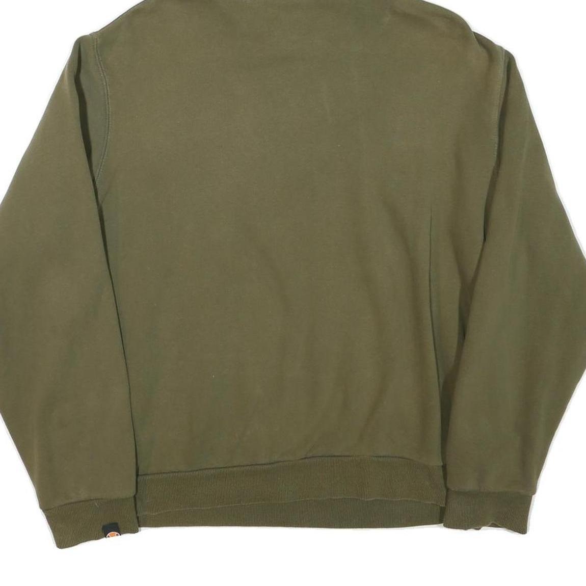 ELLESSE Womens Green Cotton Blend Pullover Hoodie UK 14 Logo Sweatshirt