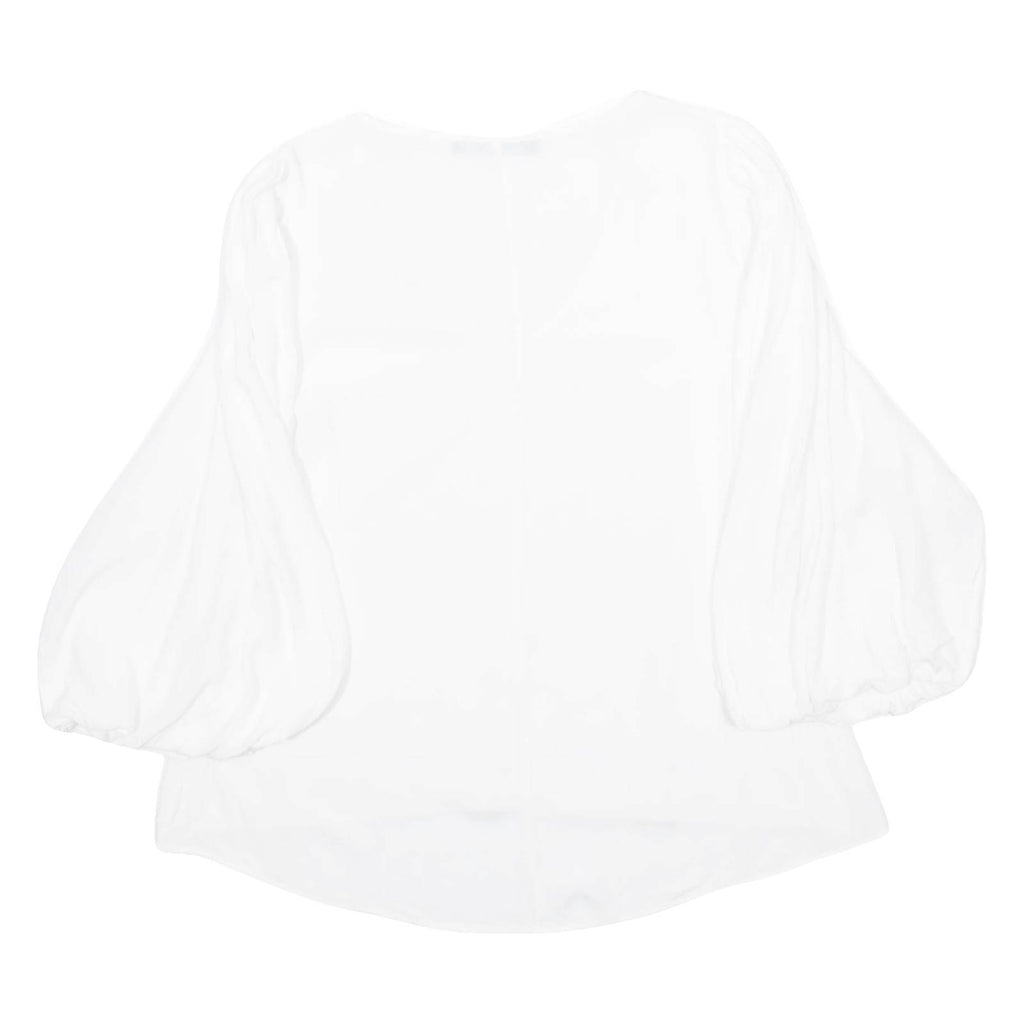 ZARA Womens Blouse White V-Neck Puff Sleeve Viscose M