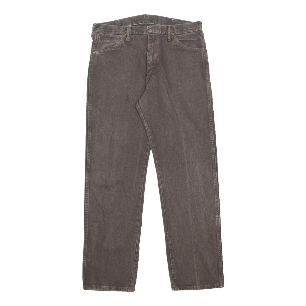 WRANGLER Mens Regular Fit Cotton Jeans Grey W34 L32 Classic Zip Closure