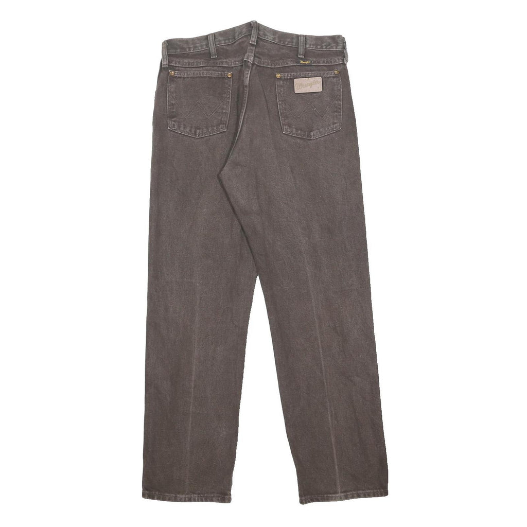 WRANGLER Mens Regular Fit Cotton Jeans Grey W34 L32 Classic Zip Closure