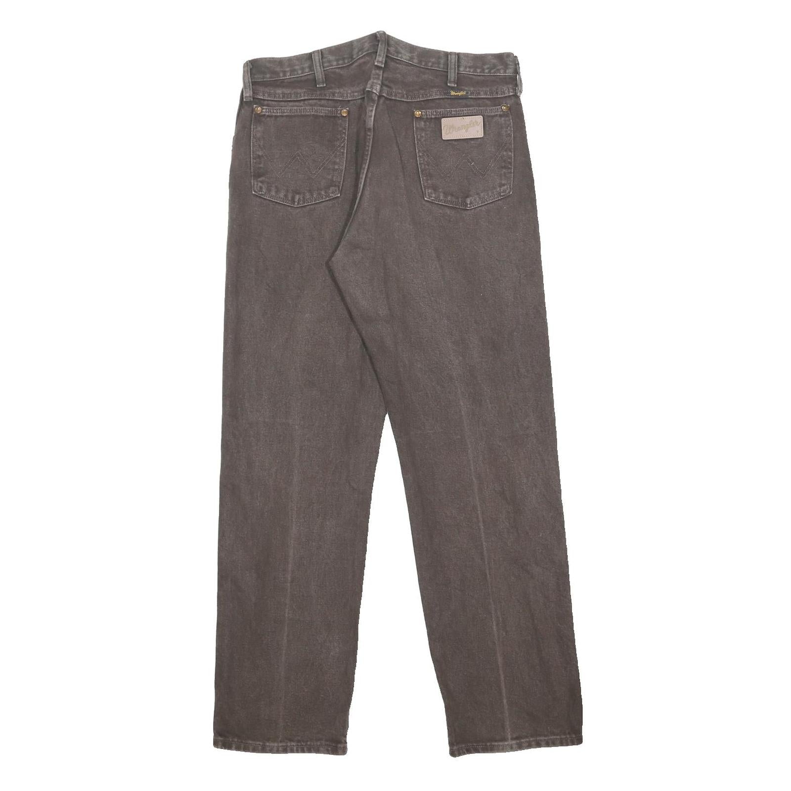 WRANGLER Mens Regular Fit Cotton Jeans Grey W34 L32 Classic Zip Closure