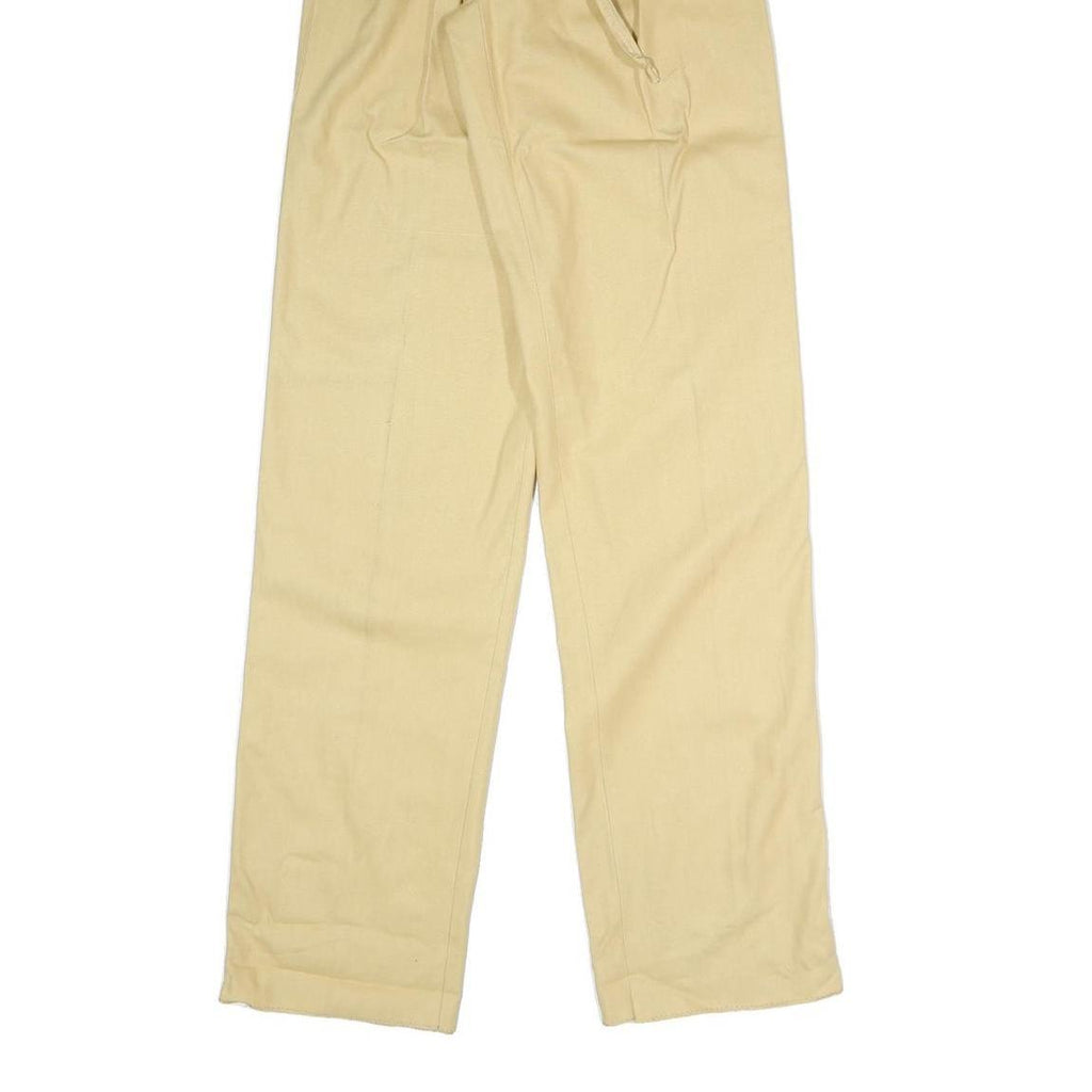 CLARK Womens Cotton Blend Beige Relaxed Straight Trousers W25 L37 Zip Casual