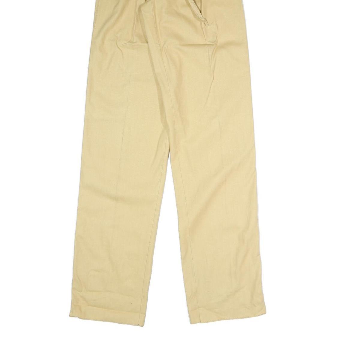 CLARK Womens Cotton Blend Beige Relaxed Straight Trousers W25 L37 Zip Casual