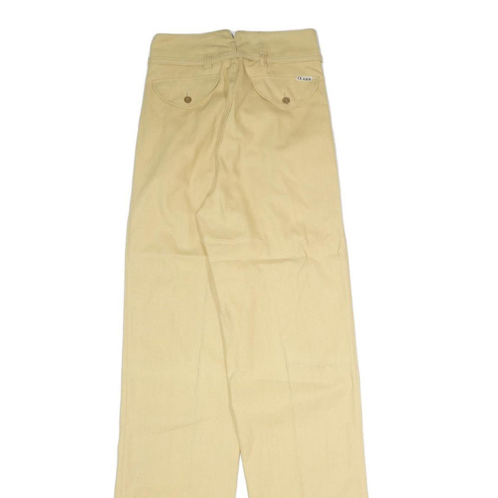 CLARK Womens Cotton Blend Beige Relaxed Straight Trousers W25 L37 Zip Casual