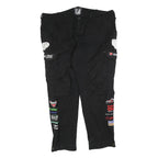 JOHN DOE Mens Cotton Blend Black Regular Cargo Trousers W42 L32 Embroidery