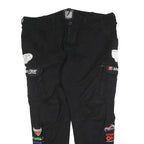 JOHN DOE Mens Cotton Blend Black Regular Cargo Trousers W42 L32 Embroidery