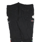 JOHN DOE Mens Cotton Blend Black Regular Cargo Trousers W42 L32 Embroidery