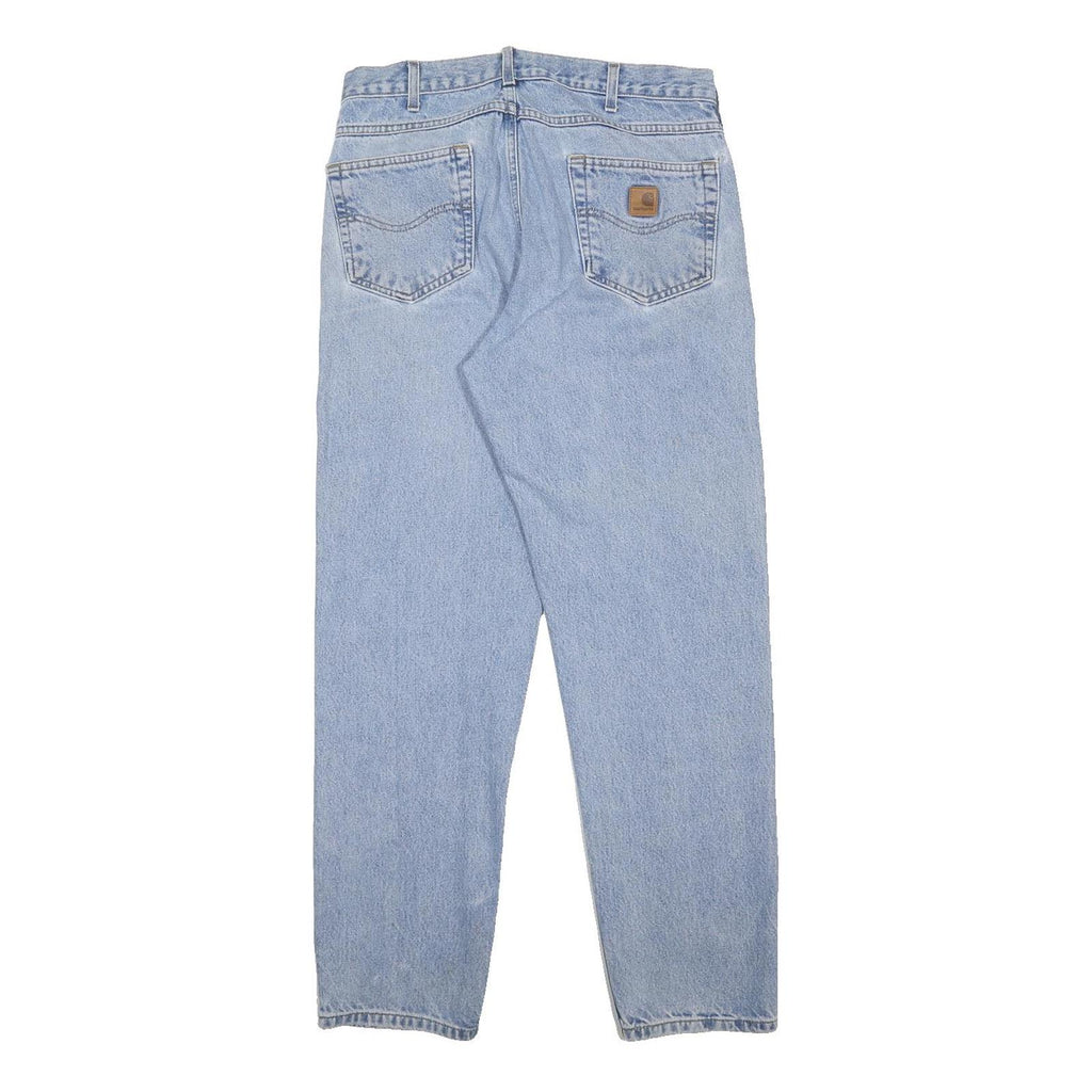 CARHARTT Mens Relaxed Cotton Denim Light Blue Jeans W34 L32 Zip Pocket