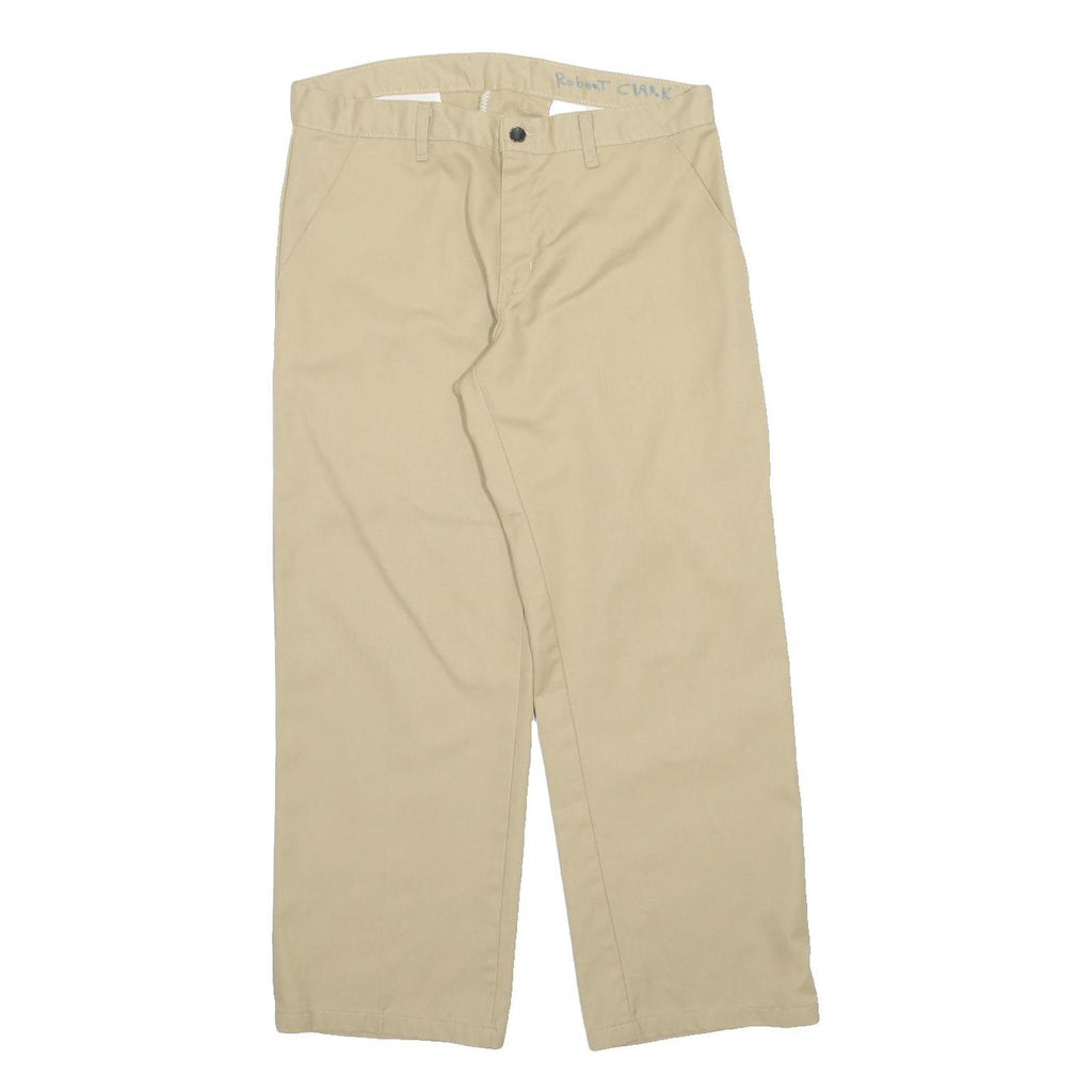 DICKIES Mens Beige Regular Straight Twill Polyester Blend Trousers W34 L30