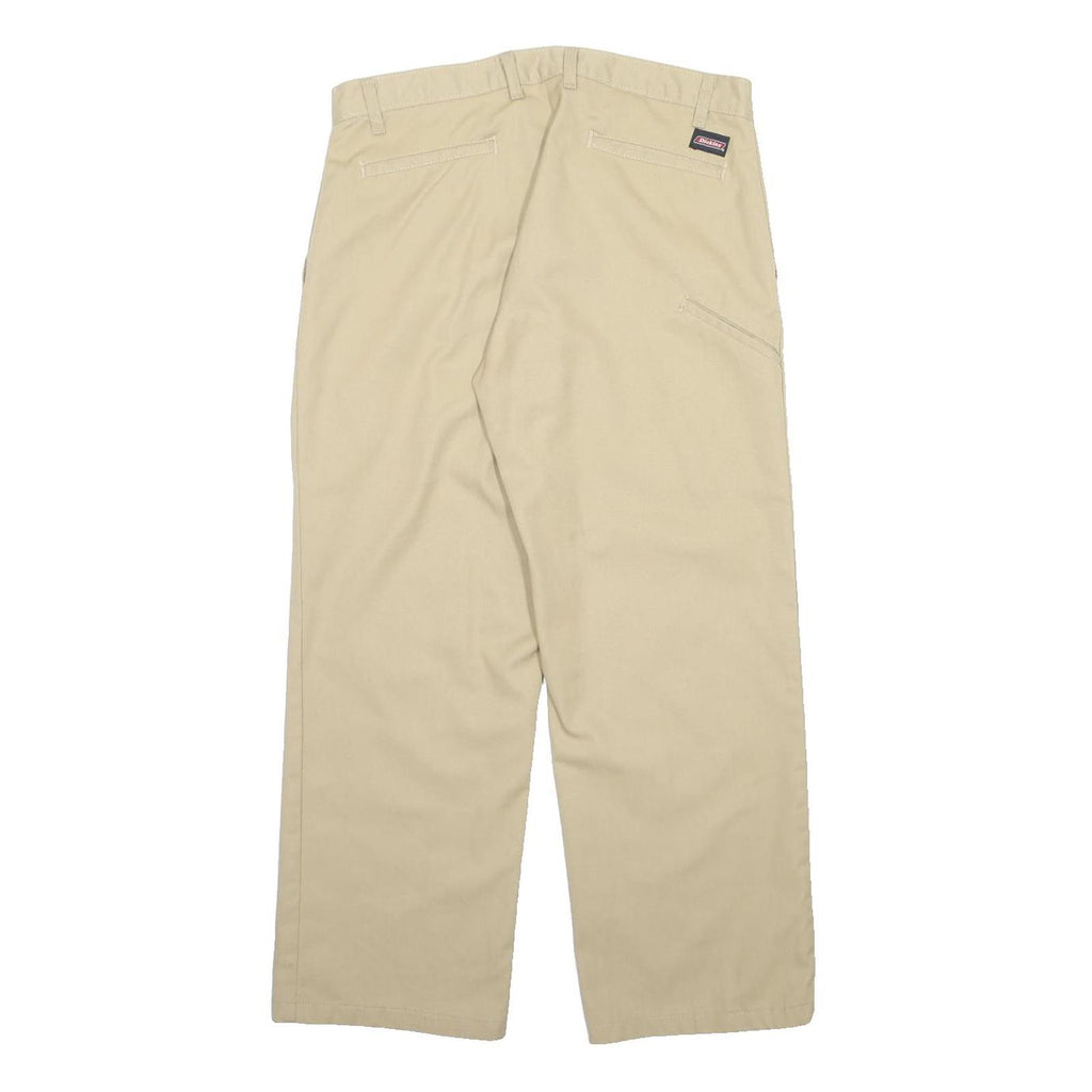 DICKIES Mens Beige Regular Straight Twill Polyester Blend Trousers W34 L30