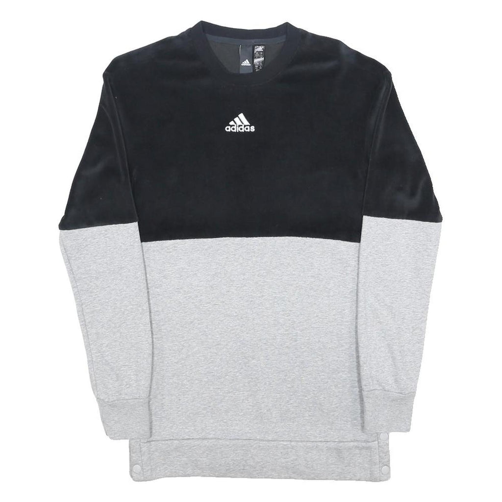 ADIDAS Girls Black & Grey Crew Neck 14Y Cotton Blend Sweatshirt