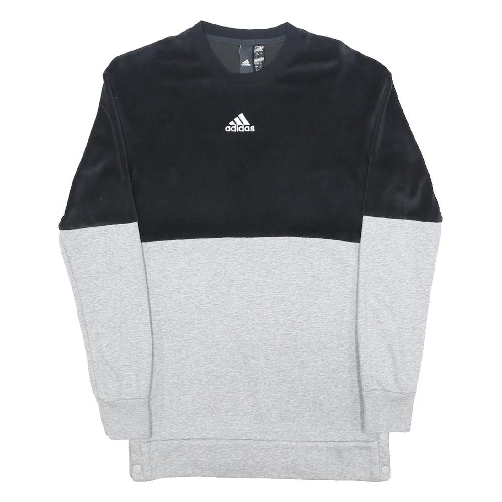 ADIDAS Girls Black & Grey Crew Neck 14Y Cotton Blend Sweatshirt